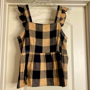 Who What Wear Plaid Ruffle Top